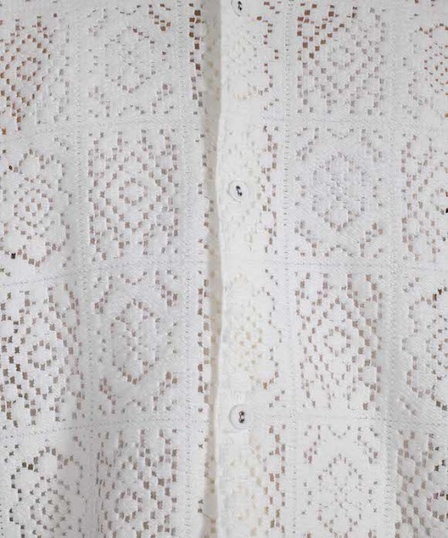 saby（サバイ）の「【EXCLUSIVE】saby CROCHET KNIT SHIRT -HALF SLEEVE-（シャツ/ブラウス・メンズ・オフホワイト/ライトブラック・1/2）」の5枚目の写真