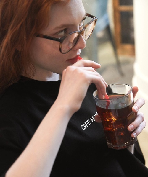 WONDER WONDER(ワンダーワンダー)の「- cafe holic - ロゴ刺繍ビッグT(Tシャツ/カットソー・メンズ・ホワイト/ブラック/ベージュ・S/M/L/XL)」の5枚目の写真