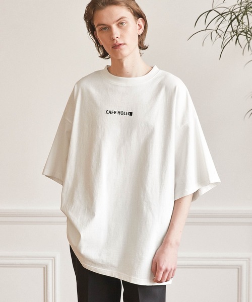 WONDER WONDER(ワンダーワンダー)の「- cafe holic - ロゴ刺繍ビッグT(Tシャツ/カットソー・メンズ・ホワイト/ブラック/ベージュ・S/M/L/XL)」の14枚目の写真