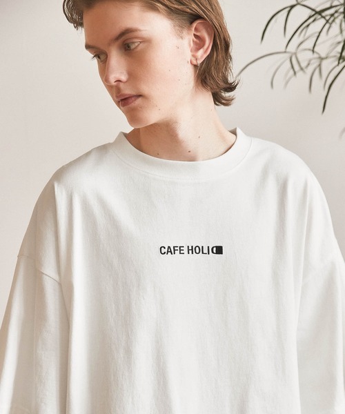 WONDER WONDER(ワンダーワンダー)の「- cafe holic - ロゴ刺繍ビッグT(Tシャツ/カットソー・メンズ・ホワイト/ブラック/ベージュ・S/M/L/XL)」の21枚目の写真