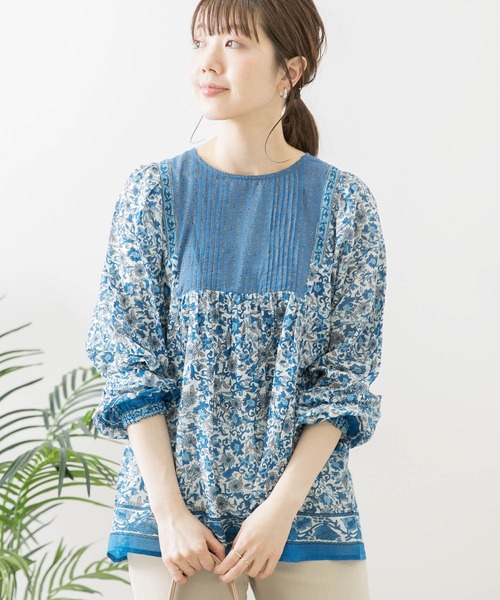 URBAN RESEARCH Sonny Label（アーバンリサーチサニーレーベル）の「オリエンタルフラワーMIXコットンブラウス（シャツ/ブラウス・レディース・ブラック/グリーン/ブルー・FREE）」の14枚目の写真