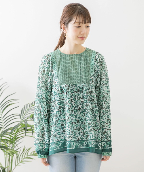 URBAN RESEARCH Sonny Label（アーバンリサーチサニーレーベル）の「オリエンタルフラワーMIXコットンブラウス（シャツ/ブラウス・レディース・ブラック/グリーン/ブルー・FREE）」の20枚目の写真