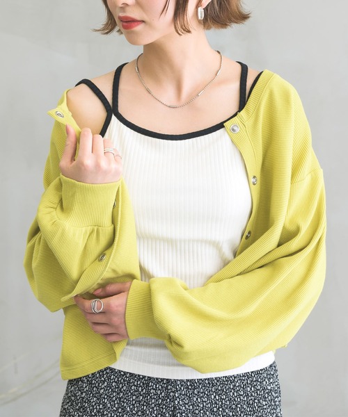 RETRO GIRL(レトロガール)の「カップ付パイピングキャミソール(キャミソール・レディース・ブラック/オフホワイト/グリーン/オレンジ・FREE)」の2枚目の写真