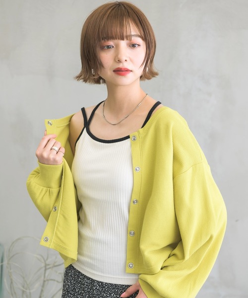 RETRO GIRL(レトロガール)の「カップ付パイピングキャミソール(キャミソール・レディース・ブラック/オフホワイト/グリーン/オレンジ・FREE)」の20枚目の写真