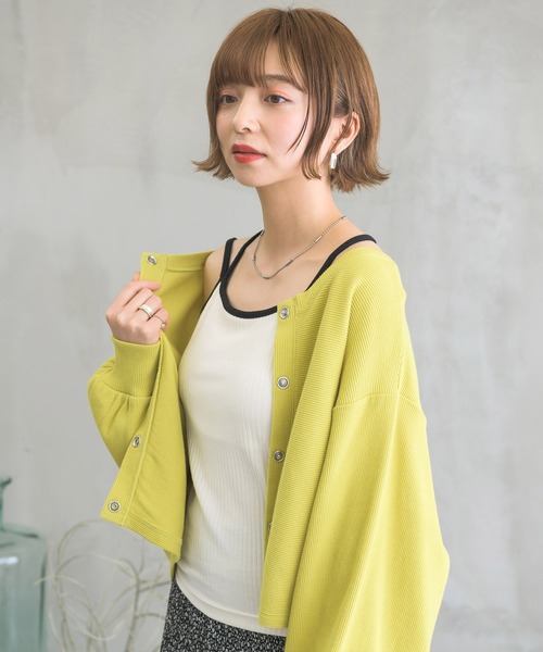 RETRO GIRL(レトロガール)の「カップ付パイピングキャミソール(キャミソール・レディース・ブラック/オフホワイト/グリーン/オレンジ・FREE)」の13枚目の写真