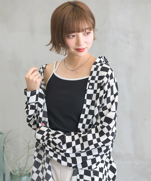 RETRO GIRL(レトロガール)の「カップ付パイピングキャミソール(キャミソール・レディース・ブラック/オフホワイト/グリーン/オレンジ・FREE)」の11枚目の写真