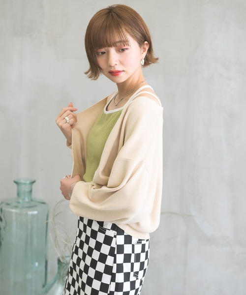 RETRO GIRL(レトロガール)の「カップ付パイピングキャミソール(キャミソール・レディース・ブラック/オフホワイト/グリーン/オレンジ・FREE)」の9枚目の写真