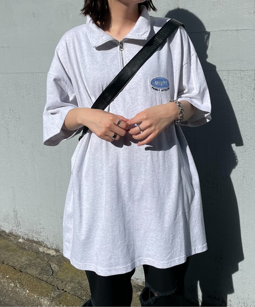 WEGO（ウィゴー）の「WEGO/刺繍ロゴハーフジップBIGT（Tシャツ/カットソー・レディース・ダークグリーン/オートミール/ライトパープル・FREE）」の6枚目の写真