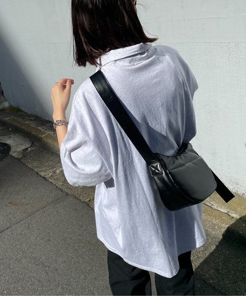 WEGO（ウィゴー）の「WEGO/刺繍ロゴハーフジップBIGT（Tシャツ/カットソー・レディース・ダークグリーン/オートミール/ライトパープル・FREE）」の7枚目の写真