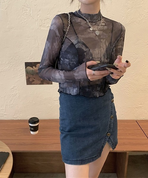 c.u.l（シーユーエル）の「【c.u.l:w】タイダイ柄プチハイネック