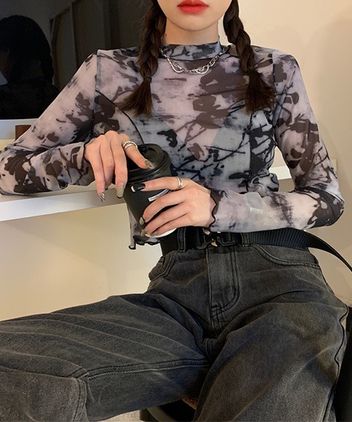 c.u.l(シーユーエル)の「【c.u.l:w】タイダイ柄プチハイネックメロウシアートップス culw212(Tシャツ/カットソー・レディース・ホワイト系その他/グレー系その他・FREE)」の15枚目の写真