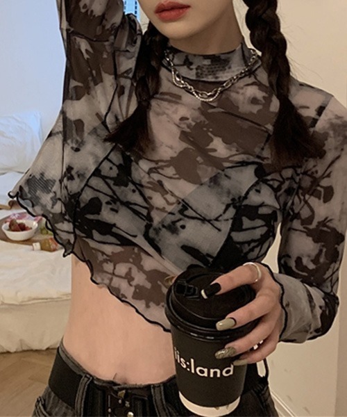 c.u.l(シーユーエル)の「【c.u.l:w】タイダイ柄プチハイネックメロウシアートップス culw212(Tシャツ/カットソー・レディース・ホワイト系その他/グレー系その他・FREE)」の21枚目の写真