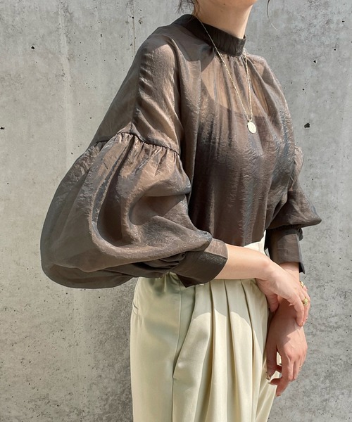 select MOCA by misato（セレクトモカバイミサト）の「2WAY袖ボリュームシアーブラウス（シャツ/ブラウス・レディース・ブラック/ダークブラウン/アイボリー・FREE）」の19枚目の写真