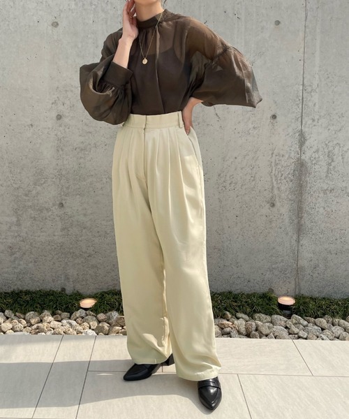 select MOCA by misato（セレクトモカバイミサト）の「2WAY袖ボリュームシアーブラウス（シャツ/ブラウス・レディース・ブラック/ダークブラウン/アイボリー・FREE）」の5枚目の写真