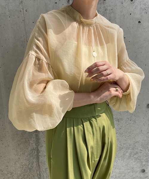 select MOCA by misato（セレクトモカバイミサト）の「2WAY袖ボリュームシアーブラウス（シャツ/ブラウス・レディース・ブラック/ダークブラウン/アイボリー・FREE）」の7枚目の写真