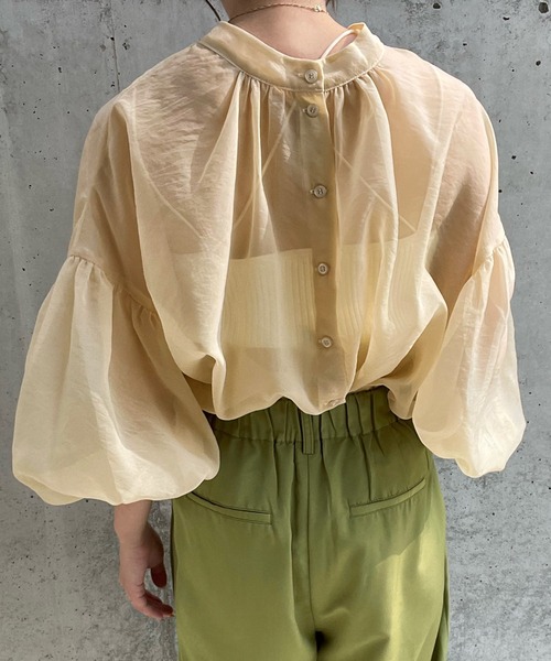 select MOCA by misato（セレクトモカバイミサト）の「2WAY袖ボリュームシアーブラウス（シャツ/ブラウス・レディース・ブラック/ダークブラウン/アイボリー・FREE）」の8枚目の写真