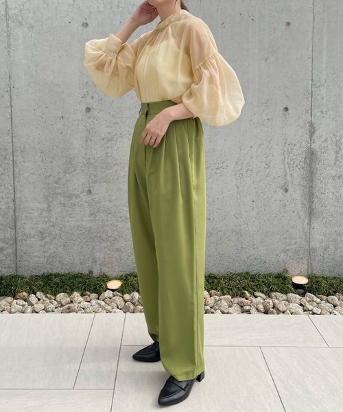 select MOCA by misato（セレクトモカバイミサト）の「2WAY袖ボリュームシアーブラウス（シャツ/ブラウス・レディース・ブラック/ダークブラウン/アイボリー・FREE）」の9枚目の写真