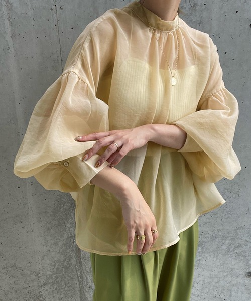 select MOCA by misato（セレクトモカバイミサト）の「2WAY袖ボリュームシアーブラウス（シャツ/ブラウス・レディース・ブラック/ダークブラウン/アイボリー・FREE）」の11枚目の写真