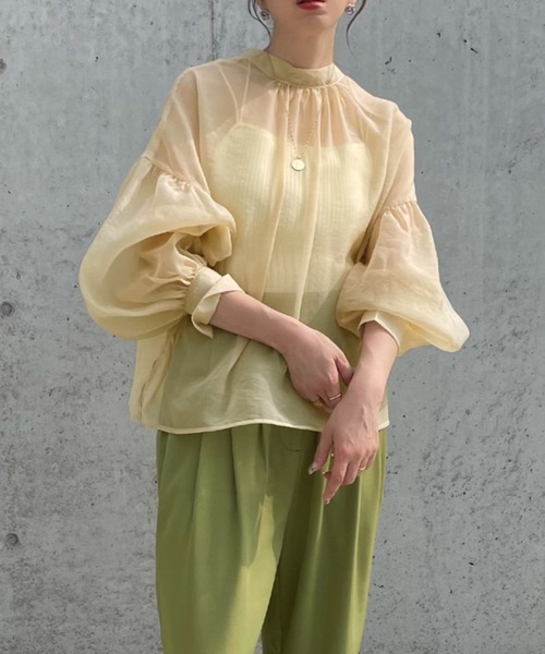 select MOCA by misato（セレクトモカバイミサト）の「2WAY袖ボリュームシアーブラウス（シャツ/ブラウス・レディース・ブラック/ダークブラウン/アイボリー・FREE）」の14枚目の写真