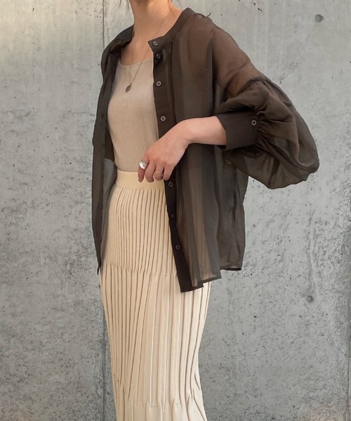 select MOCA by misato（セレクトモカバイミサト）の「2WAY袖ボリュームシアーブラウス（シャツ/ブラウス・レディース・ブラック/ダークブラウン/アイボリー・FREE）」の20枚目の写真