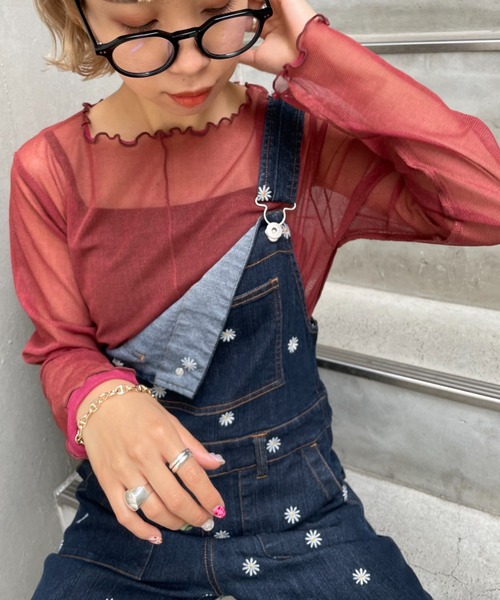 CIAOPANIC（チャオパニック）の「１枚で２色楽しめる、リバーシブルメローシアーカット（Tシャツ/カットソー・レディース・ブラウン/ピンク/グリーン・FREE）」の12枚目の写真