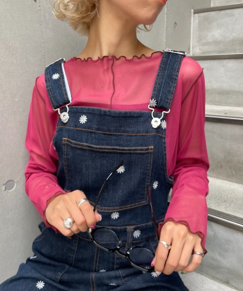 CIAOPANIC（チャオパニック）の「１枚で２色楽しめる、リバーシブルメローシアーカット（Tシャツ/カットソー・レディース・ブラウン/ピンク/グリーン・FREE）」の6枚目の写真