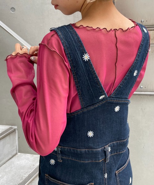 CIAOPANIC（チャオパニック）の「１枚で２色楽しめる、リバーシブルメローシアーカット（Tシャツ/カットソー・レディース・ブラウン/ピンク/グリーン・FREE）」の8枚目の写真