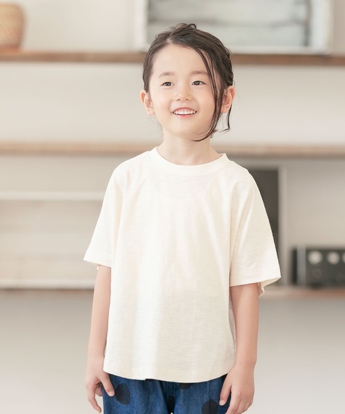 DILASH（ディラッシュ）の「ムラ糸天竺 ラグラン半袖Tシャツ（Tシャツ/カットソー・キッズ・キナリ/チャコール/サックスブルー/ブラウン・100/110/120/80/130/140/90）」の11枚目の写真