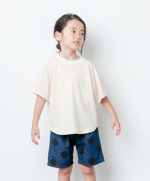 DILASH（ディラッシュ）の「ムラ糸天竺 ラグラン半袖Tシャツ（Tシャツ/カットソー・キッズ・キナリ/チャコール/サックスブルー/ブラウン・100/110/120/80/130/140/90）」の6枚目の写真