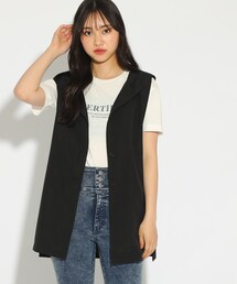 PINK-latte | 【セットアイテム】フード付きジレ+Tシャツ(Tシャツ/カットソー)