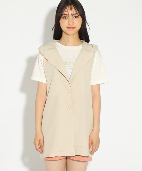 PINK-latte（ピンクラテ）の「◆【セットアイテム】フード付きジレ+Tシャツ（Tシャツ/カットソー・キッズ・ブラック/ナチュラル/ライトパープル・14/15 /16）」の13枚目の写真