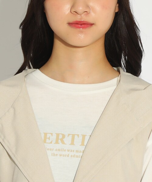 PINK-latte（ピンクラテ）の「◆【セットアイテム】フード付きジレ+Tシャツ（Tシャツ/カットソー・キッズ・ブラック/ナチュラル/ライトパープル・14/15 /16）」の8枚目の写真