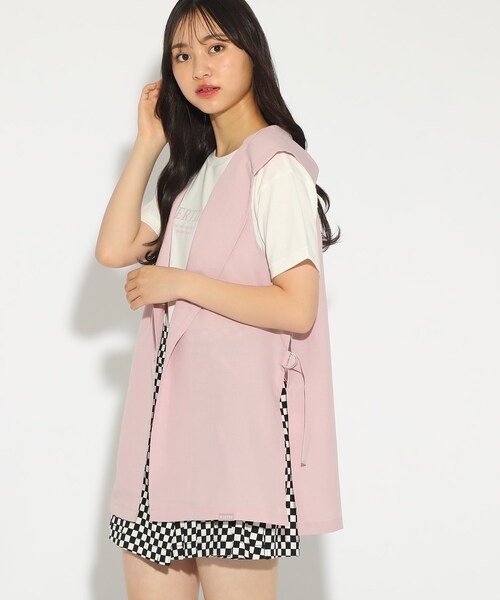 PINK-latte（ピンクラテ）の「◆【セットアイテム】フード付きジレ+Tシャツ（Tシャツ/カットソー・キッズ・ブラック/ナチュラル/ライトパープル・14/15 /16）」の12枚目の写真