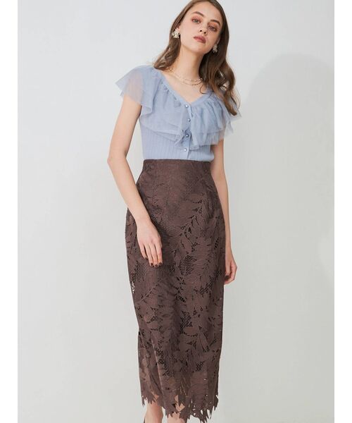 MERCURYDUO（マーキュリーデュオ）の「異素材ラッフルカーディガン（カーディガン/ボレロ・レディース・オフホワイト/ブラック/ライトブルー・FREE）」の16枚目の写真