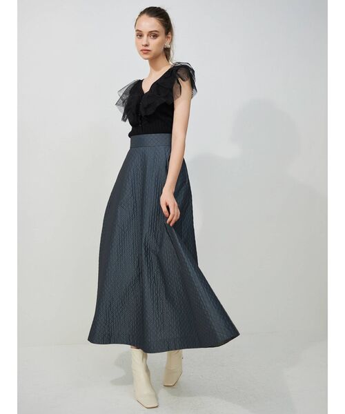 MERCURYDUO（マーキュリーデュオ）の「異素材ラッフルカーディガン（カーディガン/ボレロ・レディース・オフホワイト/ブラック/ライトブルー・FREE）」の11枚目の写真