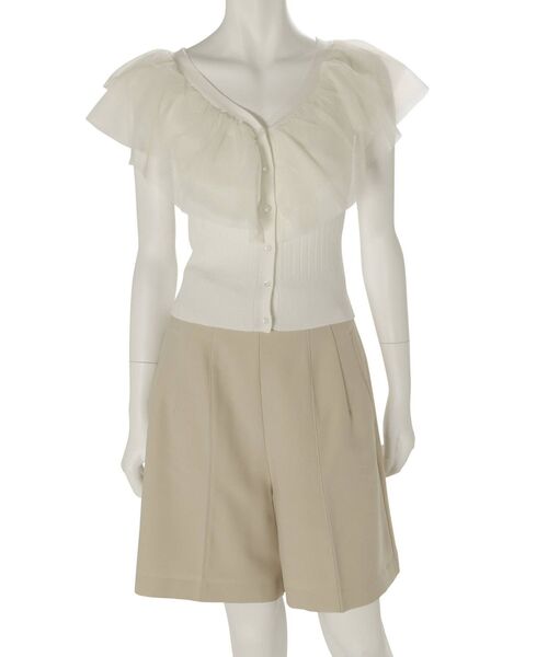 MERCURYDUO（マーキュリーデュオ）の「異素材ラッフルカーディガン（カーディガン/ボレロ・レディース・オフホワイト/ブラック/ライトブルー・FREE）」の19枚目の写真