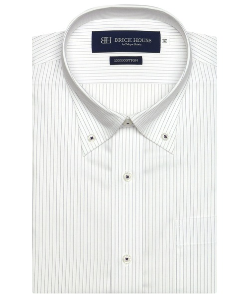TOKYO SHIRTS(トウキョウシャツ)の「形態安定ノーアイロン ボタンダウン 半袖ビジネスワイシャツ(ビジネスシャツ・メンズ・ホワイト・首回り37cm/首回り39cm/首回り41cm/首回り42cm/首回り43cm)」の1枚目の写真