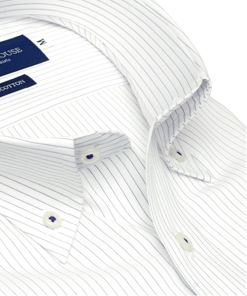 TOKYO SHIRTS(トウキョウシャツ)の「形態安定ノーアイロン ボタンダウン 半袖ビジネスワイシャツ(ビジネスシャツ・メンズ・ホワイト・首回り37cm/首回り39cm/首回り41cm/首回り42cm/首回り43cm)」の2枚目の写真