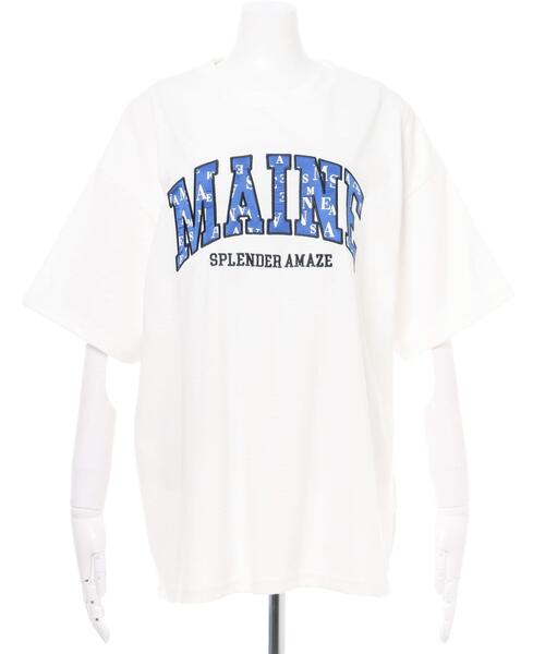 INGNI(イング)の「モノグラムカレッジロゴTシャツ(Tシャツ/カットソー・レディース・ブラック×ブルー/ホワイト×グリーン/ホワイト×ブルー・M)」の7枚目の写真