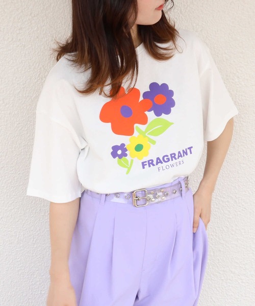 HONEYSUCKLE ROSE（ハニーサックルローズ）の「【HONEYSUCKLE ROSE】フラワープリントＴシャツ（Tシャツ/カットソー・レディース・ブラック/グリーン/ホワイト・M/L）」の20枚目の写真