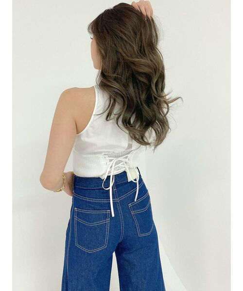 GYDA(ジェイダ)の「BACKレースアップ ノースリーブショートシャツ(シャツ/ブラウス・レディース・オフホワイト/ブラック・FREE)」の8枚目の写真