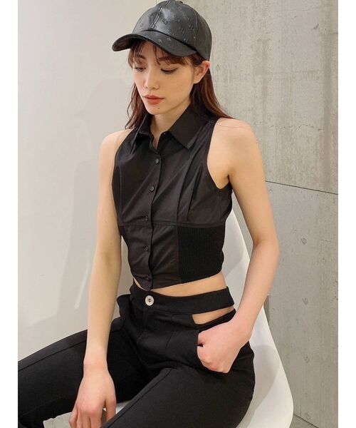 GYDA(ジェイダ)の「BACKレースアップ ノースリーブショートシャツ(シャツ/ブラウス・レディース・オフホワイト/ブラック・FREE)」の12枚目の写真