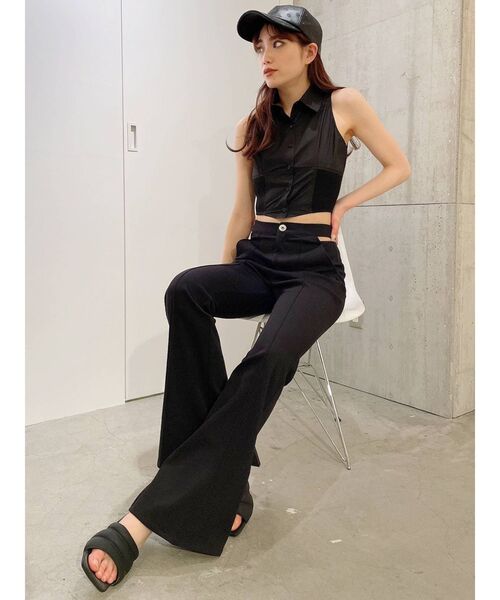 GYDA(ジェイダ)の「BACKレースアップ ノースリーブショートシャツ(シャツ/ブラウス・レディース・オフホワイト/ブラック・FREE)」の18枚目の写真