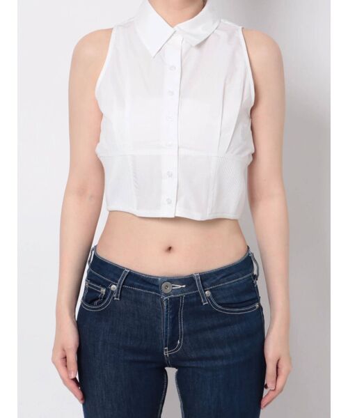 GYDA(ジェイダ)の「BACKレースアップ ノースリーブショートシャツ(シャツ/ブラウス・レディース・オフホワイト/ブラック・FREE)」の20枚目の写真