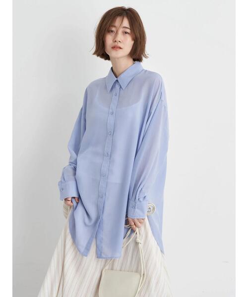 earth music&ecology(アースミュージックアンドエコロジー)の「ボーイズライクビッグシャツ(シャツ/ブラウス・レディース・ホワイト/ライトパープル/ライトイエロー・FREE)」の5枚目の写真