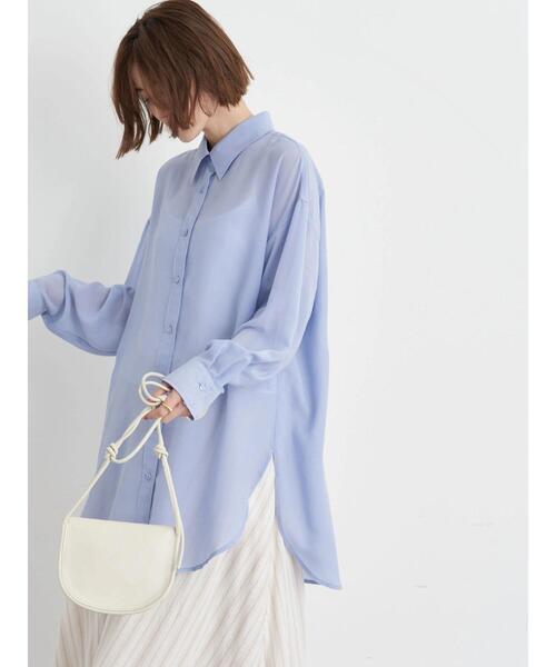 earth music&ecology(アースミュージックアンドエコロジー)の「ボーイズライクビッグシャツ(シャツ/ブラウス・レディース・ホワイト/ライトパープル/ライトイエロー・FREE)」の6枚目の写真