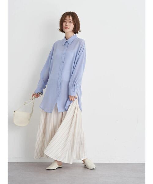 earth music&ecology(アースミュージックアンドエコロジー)の「ボーイズライクビッグシャツ(シャツ/ブラウス・レディース・ホワイト/ライトパープル/ライトイエロー・FREE)」の9枚目の写真