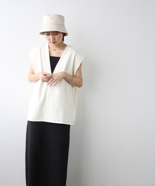 GeeRA（ジーラ）の「リボン付バケットハット（ハット・レディース・ブラック/オフホワイト・FREE）」の6枚目の写真