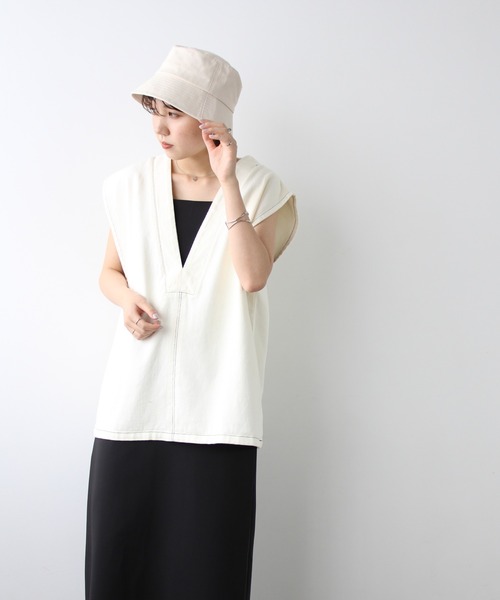 GeeRA（ジーラ）の「リボン付バケットハット（ハット・レディース・ブラック/オフホワイト・FREE）」の4枚目の写真