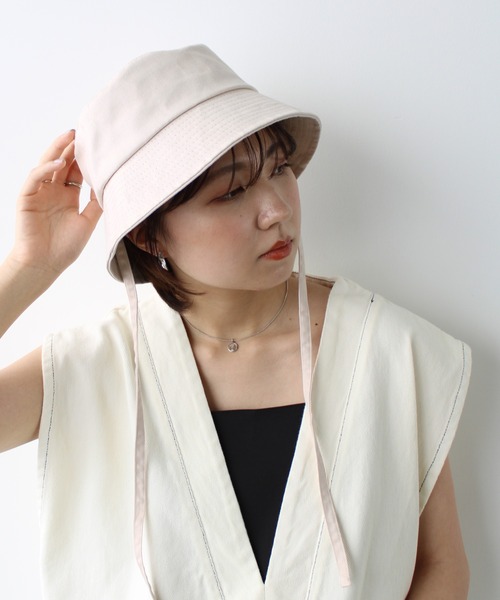 GeeRA（ジーラ）の「リボン付バケットハット（ハット・レディース・ブラック/オフホワイト・FREE）」の8枚目の写真